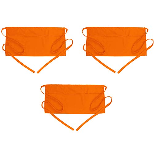 Waist Apron with 3 Pockets 3 Pack (3 Pack Orange)
