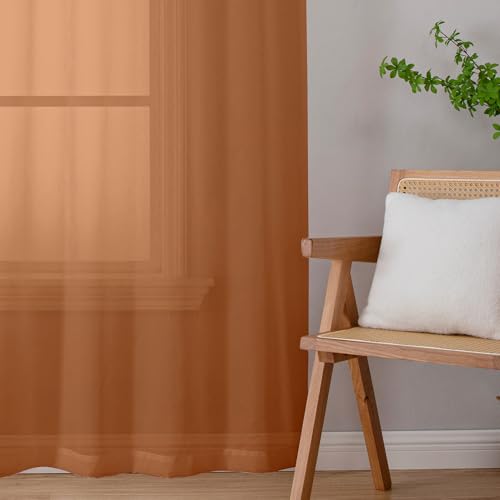 Orange Sheer Curtains 78 Inches Long 2 Panels Set for Living Room (Orange / 42"W x 78"L (Pack of 2))