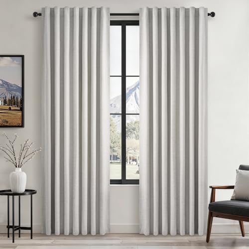 Grey Beige 78 Inch Long Curtains for Sliding Door Closet Doors 100% Blackout Curtains for Living Room Bedroom Back Tab Pleated Heat Blocking Insulated Drapes with Hooks (Grey Beige / 52"W x 78"L (Pack of 2))
