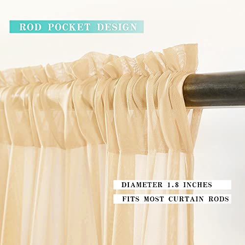 Cream Beige Short Sheer Curtains 2 Panels (Cream Beige / 29"W x 30"L (Pack of 2))