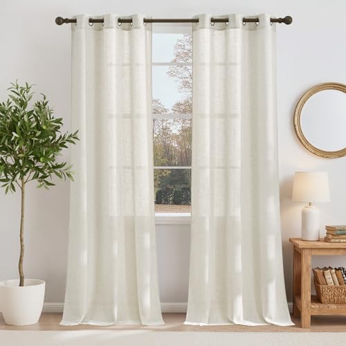 Linen Curtains for Bedroom 96 inch Long (36"W x 96"L (Pack of 2) / Linen)