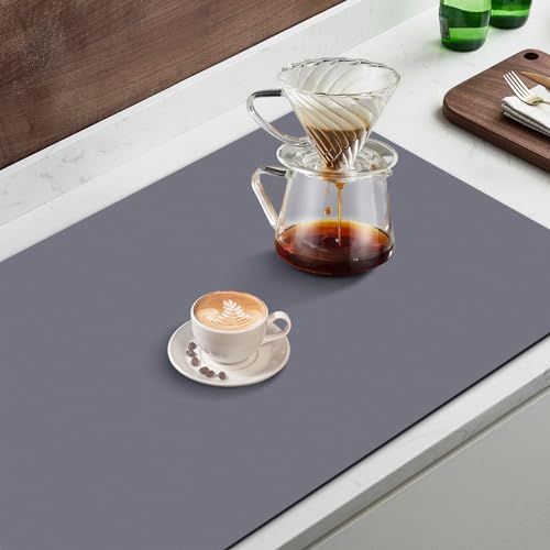Coffee Mat Super Absorbent Dish Drying Mat Coffee Bar Mat 18"x 36" (Gray / 36" x 18")
