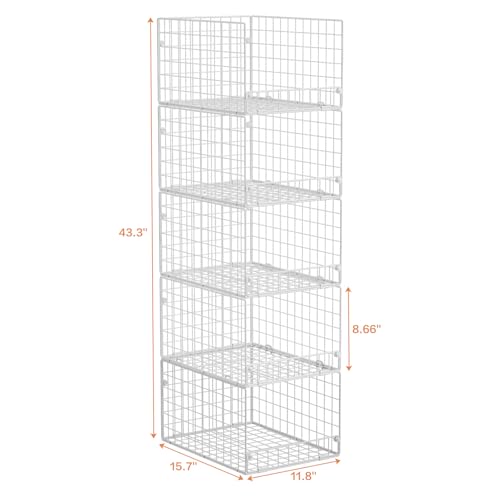 5 Tier Stackable Closet Storage Shelves (White / 5-Tier)