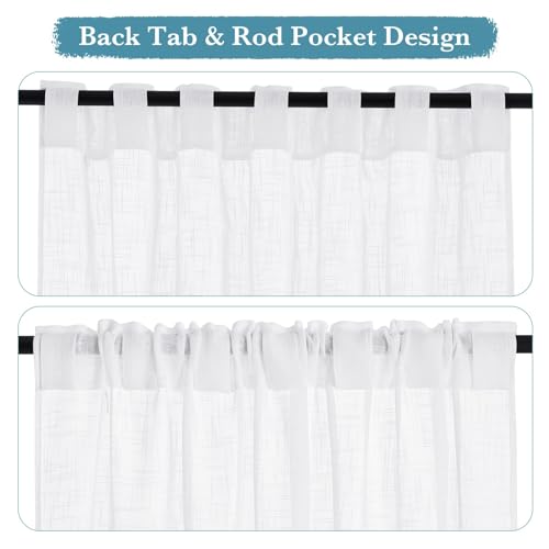 White Sheer Curtains 102 inches (White / 52"W x 102"L (Pack of 2))