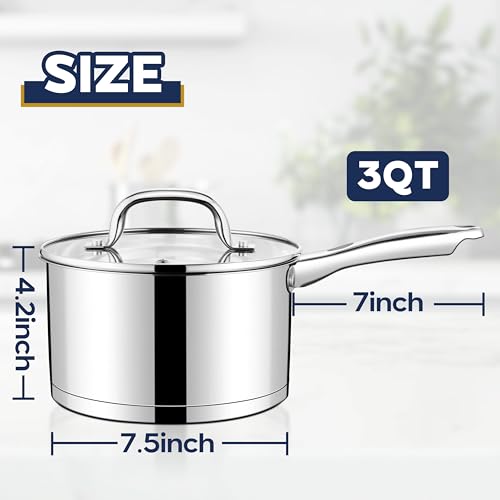 Stainless Steel Saucepan with Lid (3 Quart)