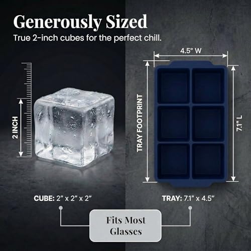 Large Silicone Ice Cube Tray (Navy Blue / 2-Pack)