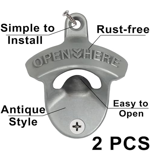 Old Style Wall Mounted Bottle Opener (Antique Silver)
