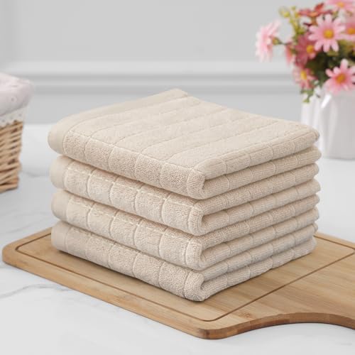 100% Cotton Terry Kitchen Towels (Beige / 13 X 28 - 6 Pack)