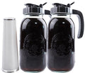 Cold Brew Coffee Maker Half Gallon 2 Set Glass Mason Jar Pitcher With Spout Lid Filter 2 Quart Wide Mouth Iced Tea Brewing Jug Heavy Duty Handle Airtight & Leak (2 Set)