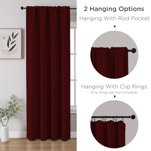 Burgundy Red Blackout Curtains 96 inch Length 2 Panels Set (Burgundy Red / 52"W x 96"L (Pack of 2))