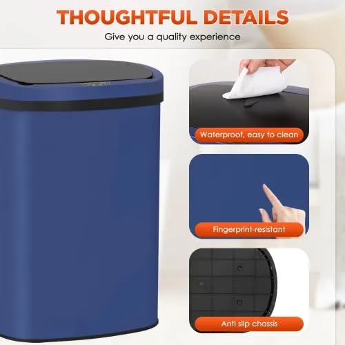 13 Gallon Automatic Trash Can with Lid (Deep Blue)