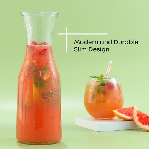 Glass Carafe with Lid (Set of 3, 36 Ounces each)