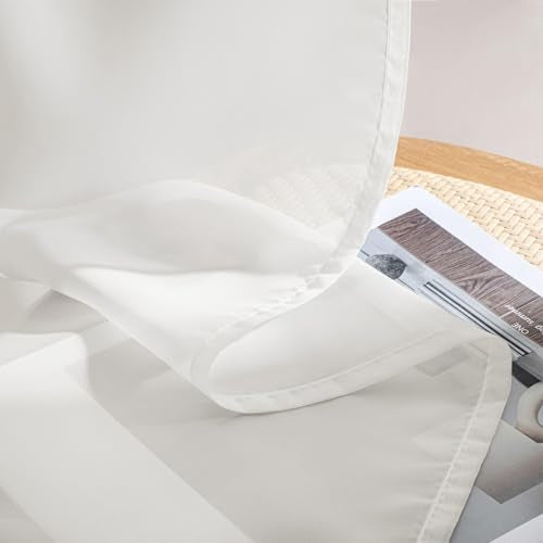 Beige White Sheer Curtains 90 Inches Long 4 Panels 42 x 90 Inches (42"W x 90"L (Pack of 4) / Beige White)