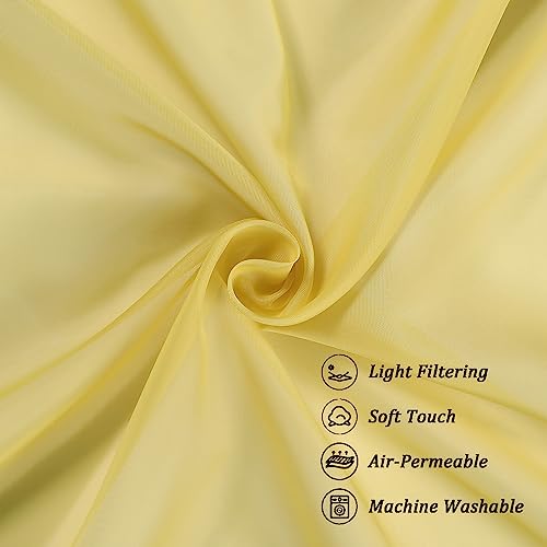 Mustard Yellow Sheer Valances for Windows (Yellow / 42"W x 18"L (Pack of 2))