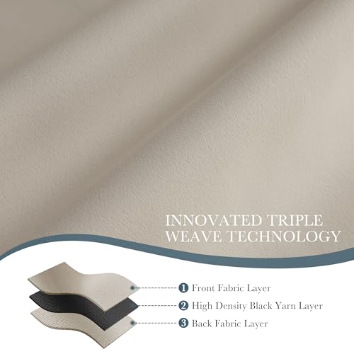 Rod Pocket and Back Tab Blackout Curtains for Bedroom (Cream / 70"W x 63"L (Pack of 2))