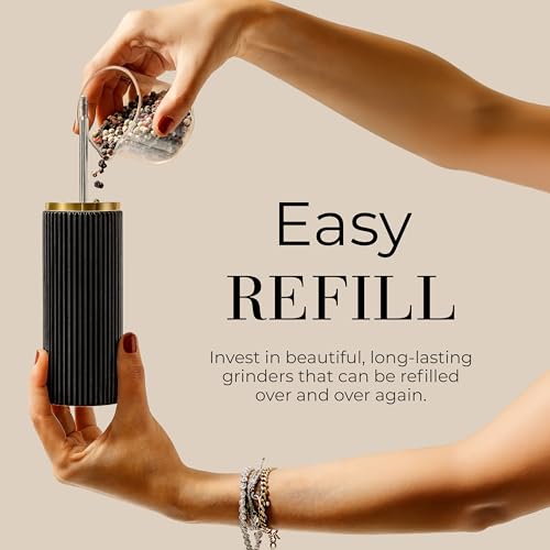Wooden Salt and Pepper Grinder Set (Black and Dark Wood)