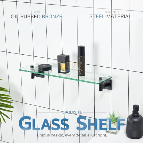 Wall Shelves Bathroom Hardware Glass Floating Shelf 20 (Oil Rubbed Bronze / 20-Inch)