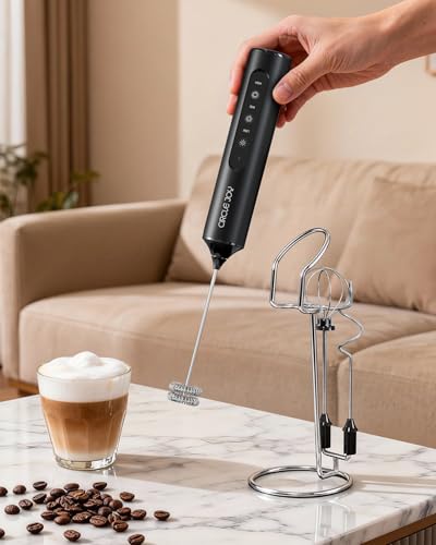 Rechargeable Handheld Milk Frother Wand with Stand