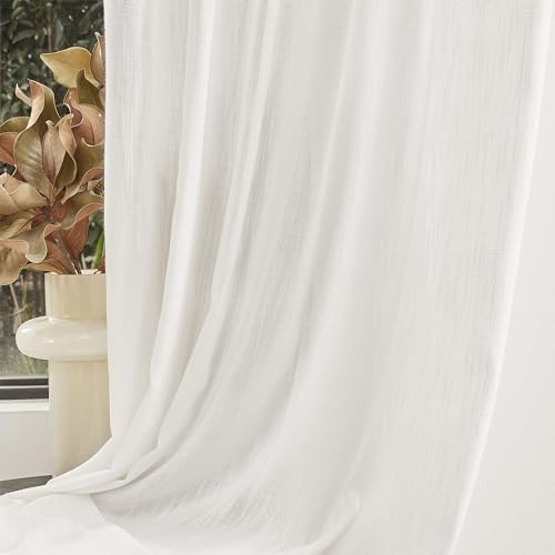 Extra Long Curtains for Living Room (50"W x 108"L (Pack of 2) / Beige White)