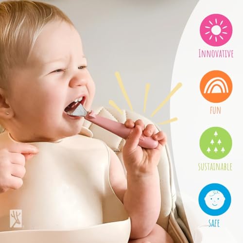 Baby Toddler Silverware with Silicone Handles (Pink/Teal/Blue)