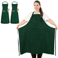 2 Pack Plus Size Waterproof Chef Apron with 2 Pockets for Men Women (Green)