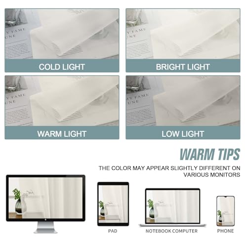 Extra Wide Ivory Sheer Curtains for Window 96 Inches Long 2 Panels Set (59"W x 96"L (Pack of 2) / Ivory)