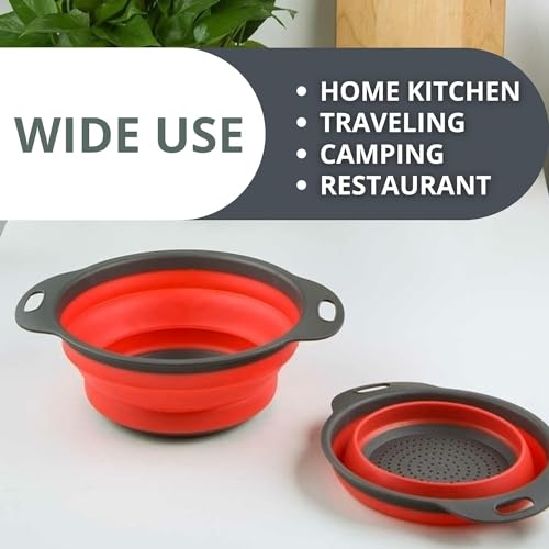 Red Round Silicone Collapsible Colander (Red 1PC)
