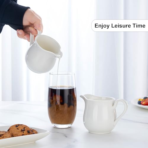 Small Ceramic Creamer with Handle 8 OZ (8 Ounces)