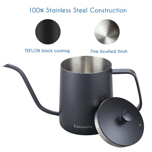 Gooseneck Pour Over Coffee Kettle 30 fl oz Stainless Steel Hand Drip Coffee Pot With Long Narrow Spout (Black)