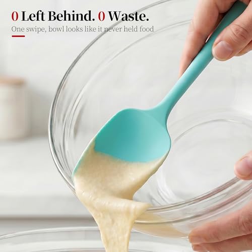 600ºF Heat Resistant Silicone Spatula Spoonula Set of 2 (Aqua Sky / Large/Spoon Spatula - 2pcs)