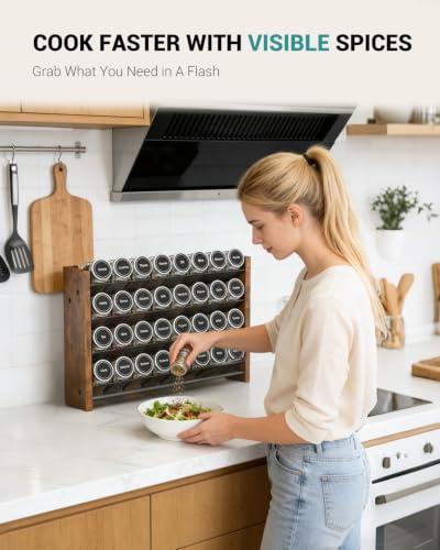 Spice Rack Organizer for Cabinet (Holds 32 Jars, 15.7"W × 10.3"H)