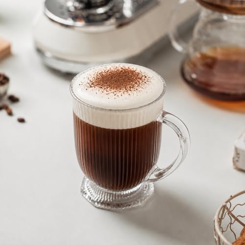 16oz Ribbed Glass Coffee Mugs Set (Ribbed-8PCS)