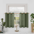 Olive Green Short Linen Curtains 36 Inch Length 2 Panels Set (34"W x 36"L (Pack of 2) / Olive Green)