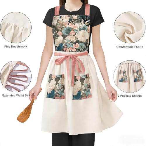 Aprons for Women with Pockets (Beige)