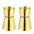 2Pcs Double Cocktail Jigger for Bartending (Flat Edge-0.5oz/1oz-2PC / Gold)