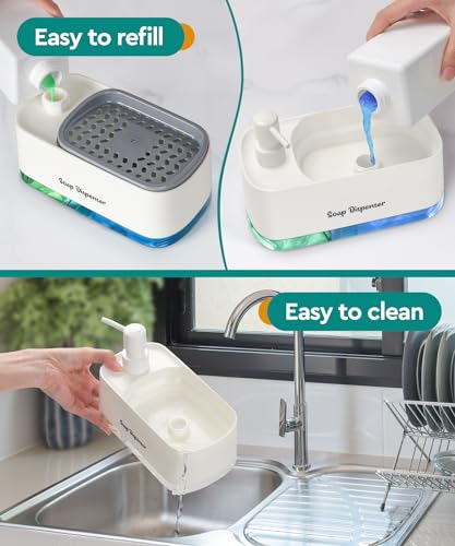 Kitchen Dish Soap Dispenser Set (White)