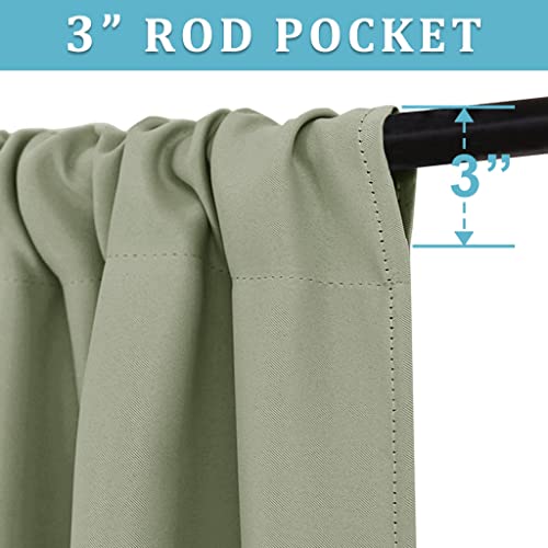 Cafe Blackout Curtains 24 inch Length for RV Camper Kitchen Window (Sage Green / 42"W x 24"L (Pack of 2))