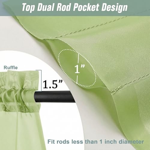 Sheer Curtains 84 Inches Long 2 Panels (42"W x 84"L (Pack of 2) / Lime)