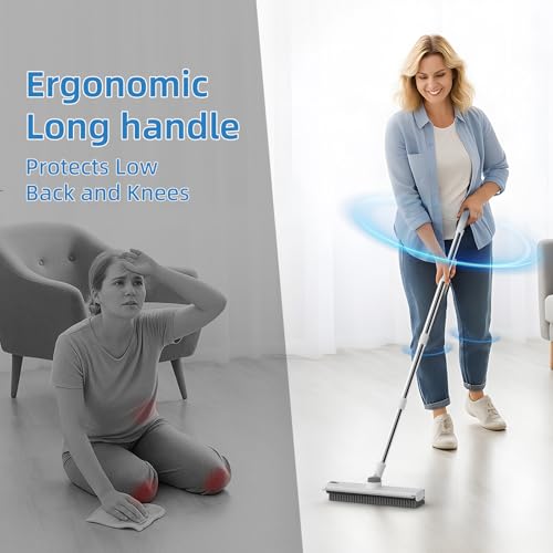 Floor Scrub Brush with Long Handle (White)