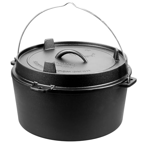 Pre Seasoned Cast Iron Camping Dutch Ovens (8QT)