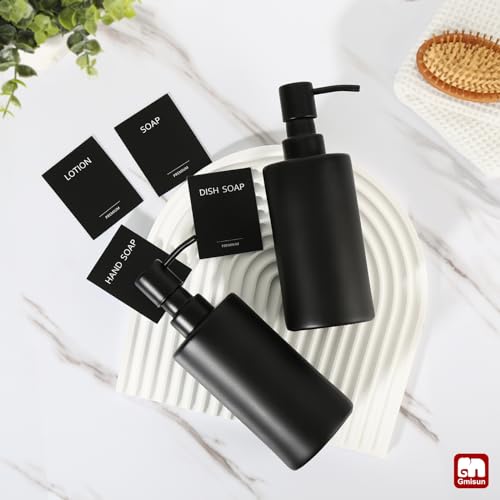 Black Soap Dispenser (Black Bottle + Black Pump / 2 Pack - 12oz)