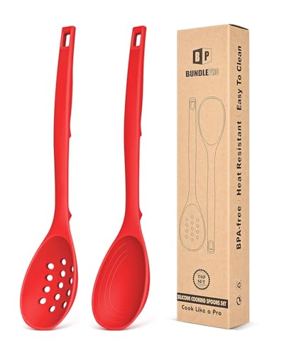 Pack of 2 Silicone Cooking Spoons (Red)