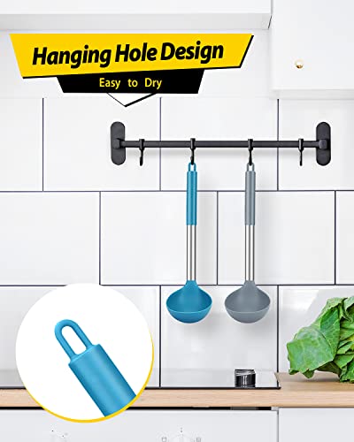 Silicone Soup Ladle Spoon Kitchen Utensils (GREY-BLUE)