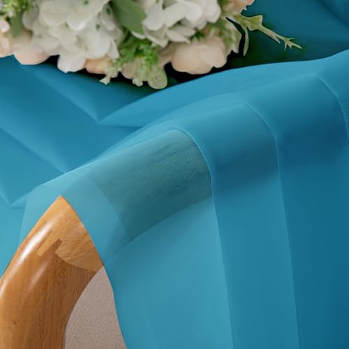 Turquoise Sheer Curtains 84 Inches Long 2 Panels (Turquoise / 40"W x 84"L (Pack of 2))