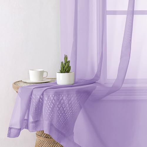 Light Purple Sheer Curtain Panels Pair Sold 54 Inch Length (42"W x 54"L (Pack of 2) / Lavender)
