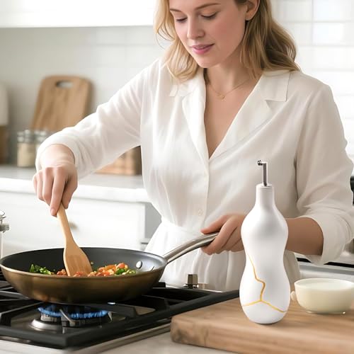 Ceramic Olive Oil Dispenser Bottle (White)