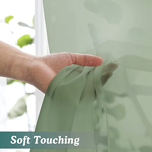 Sheer Window Curtains 144 inch Extra Long 2PCS (Sage Green / 42"W x 144"L (Pack of 2))