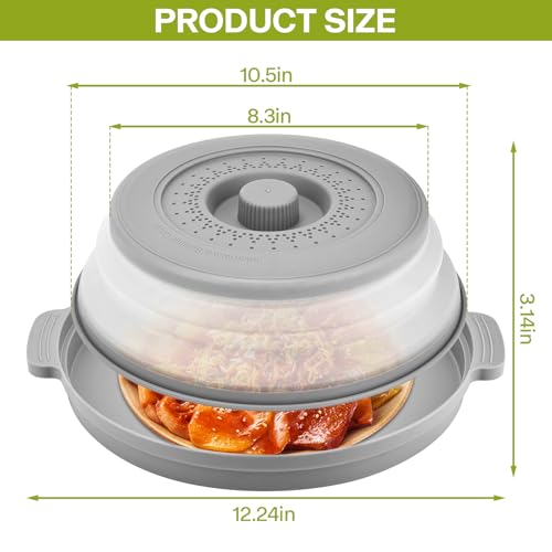 2 Pack Microwave Splatter Cover for Food with Anti (2 Pcs Gray)