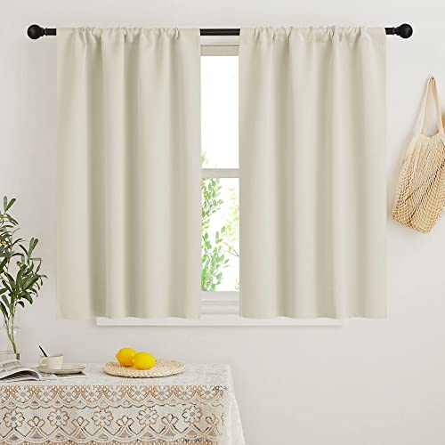 Short Curtains for Bedroom (Beige / 34"W x 48"L (Pack of 2))