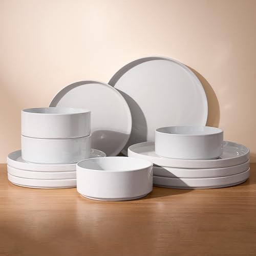 Nebula Plates and Bowls (White / Service for 4 (Standard Dinner Set))